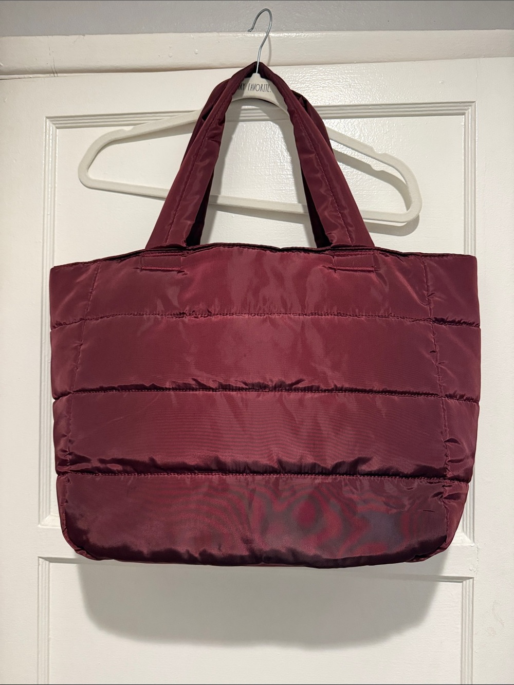 Padded Quilted Tote Bag in Burgundy